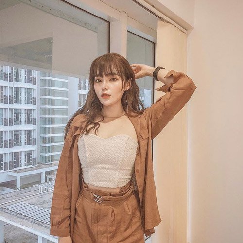 Icebabby in light brown top and brown jacket and shorts | Influencer Marketing Agency in Malaysia - MYSense
